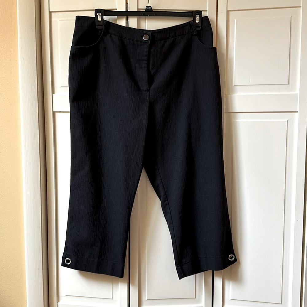 Picadilly Black Dress Capris with Crystal embellishment Size 16